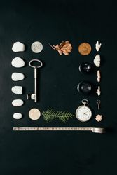 Creative arrangement of vintage items on desk