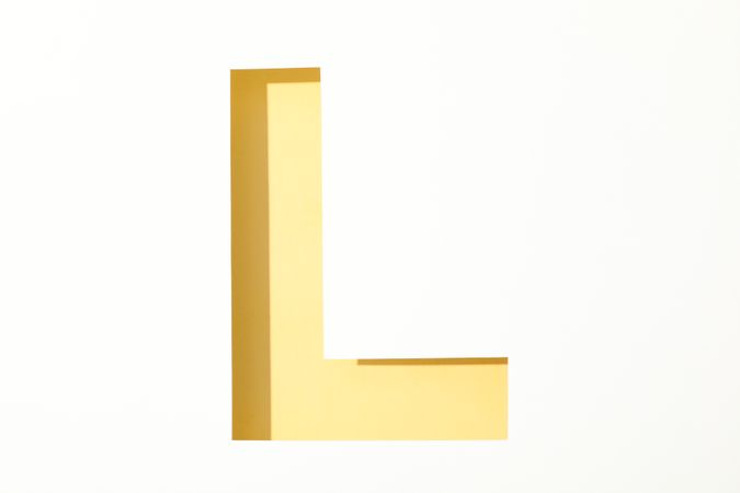 Color letter L on blank background, space for text
