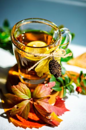 Autumnal tea with lemon