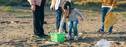 Volunteers preparing to clean the beach