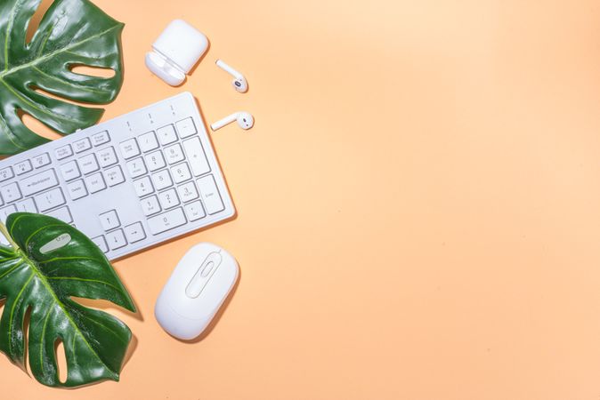 Summer office background with keyboard