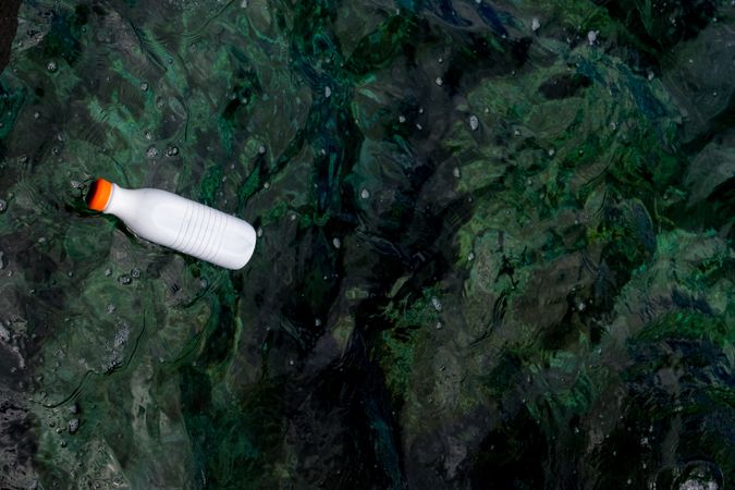 Plastic bottle floating on water