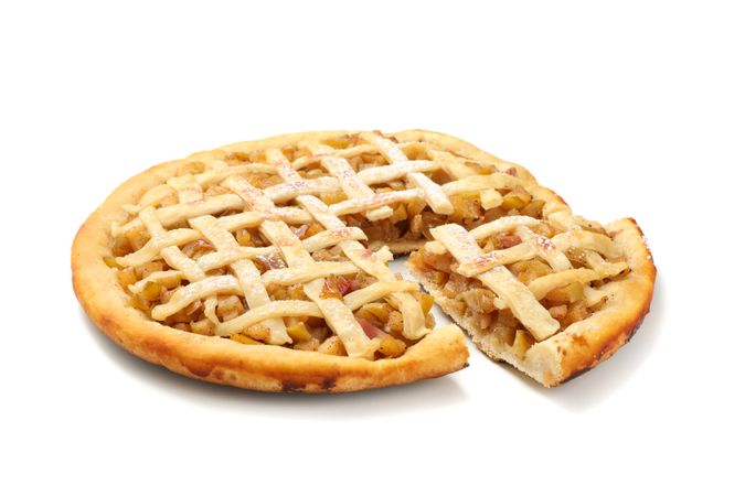 Tasty apple pie isolated on blank background. Homemade food