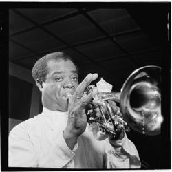 New York City, New York, USA - April 1947: Portrait of Louis Armstrong, Carnegie Hall 4mZ9ob