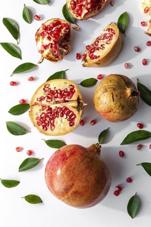 fresh seasonal pomegranate from above