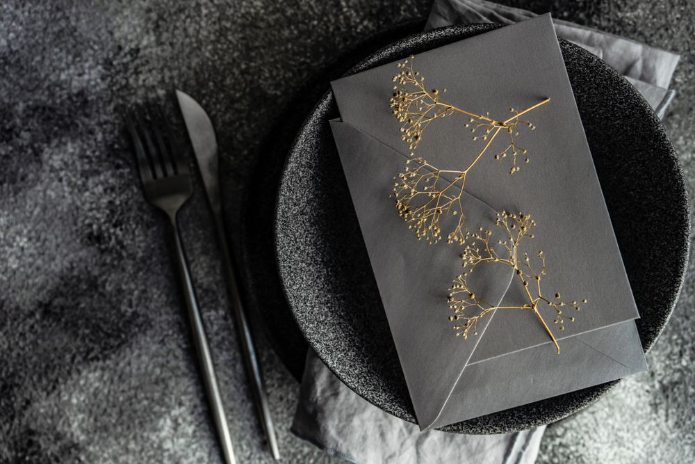 Table setting with delicate dried flower