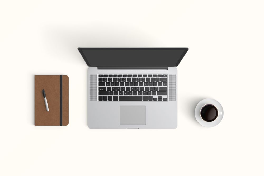 Modern workspace with  copy space on color background