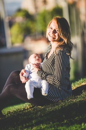 young mother and his baby with down syndrome