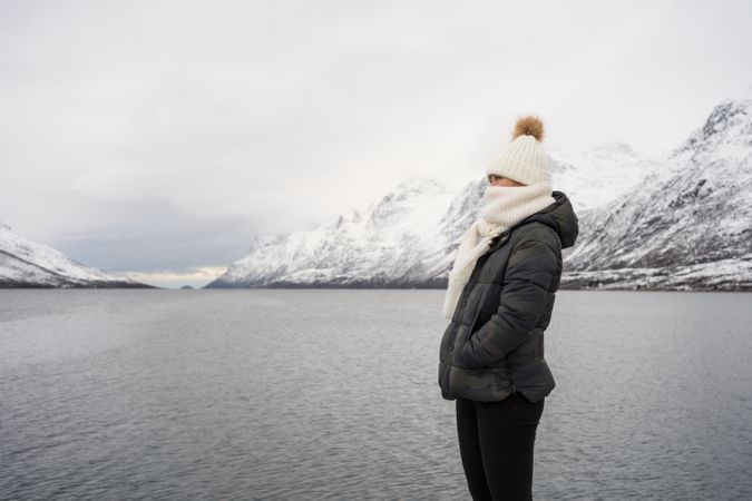 Young woman in warm clothes