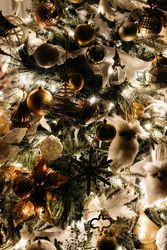 Bright Christmas tree in cozy room
