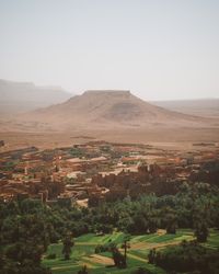 Panorama of green town in desert