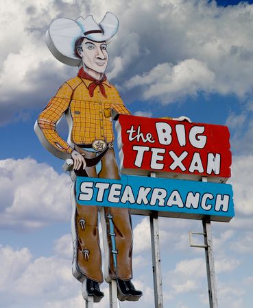 Sign for “The Big Texan Steak Ranch,” Amarillo, Texas