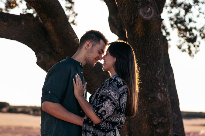 Lovely young couple in the countryside