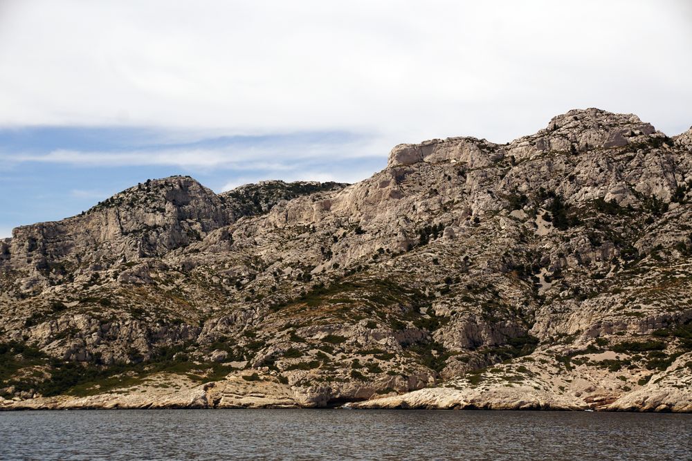 Beautiful limestone rocks on seashore