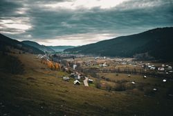 Small village in mountain town