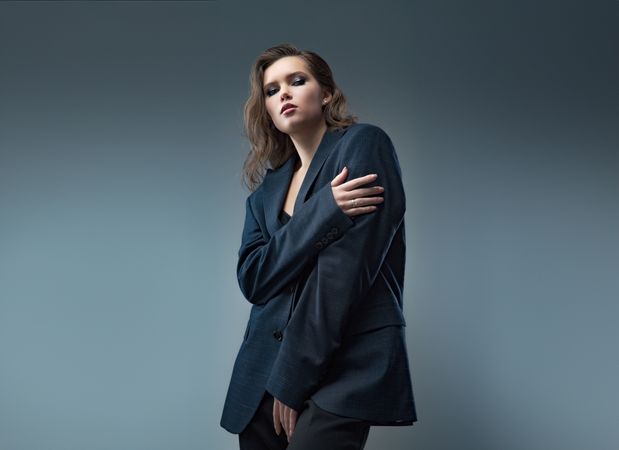 Studio fashion shoot with blazer