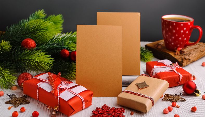 Christmas yellow and orange invitation cards