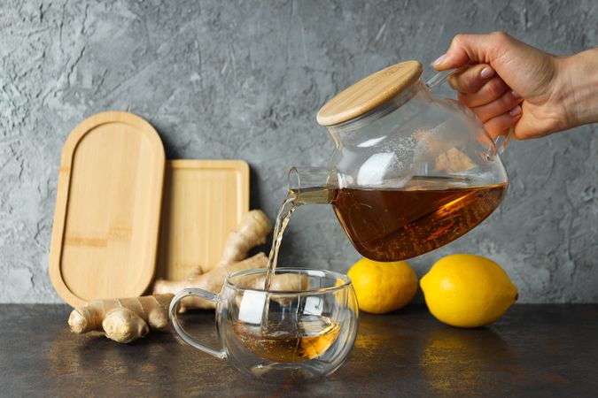 Cold treatment, healthcare concept - tea with ginger