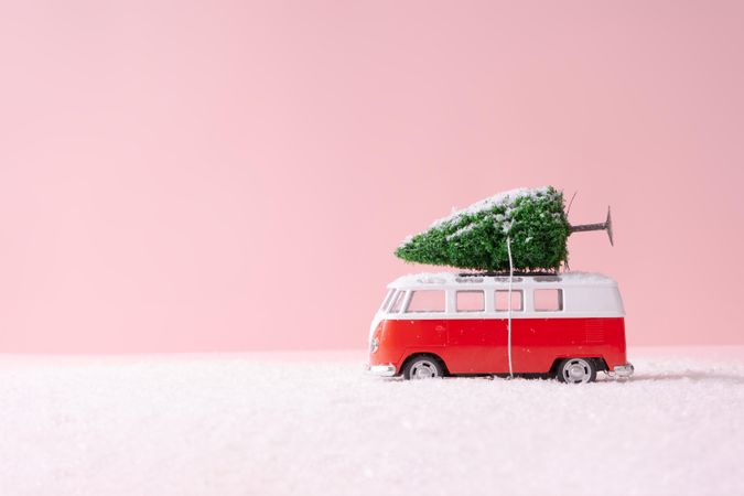 Vintage van with Christmas tree