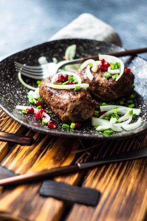 Plate of abkhazura cutlets on plate