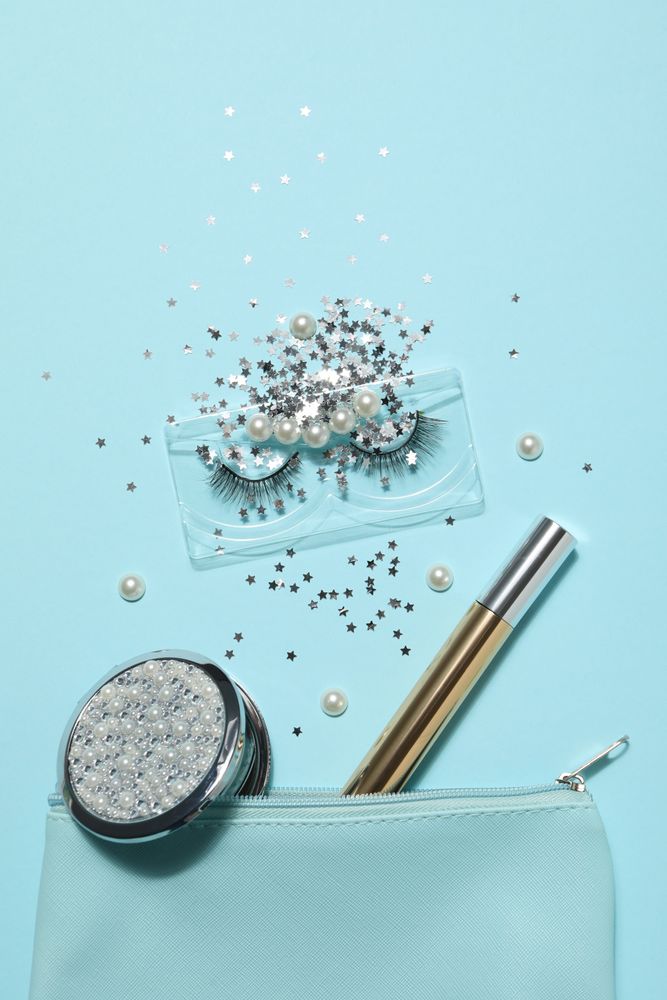 concept of cosmetology tools and beauty treatment, false eyelashes