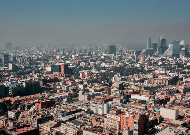 View of rooftops and buildings in Mexico City