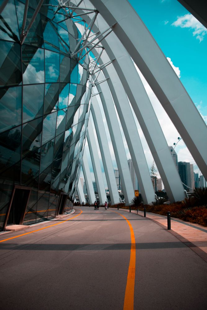 Road beside a modern building