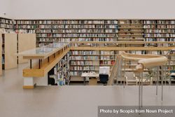 Two floor of bookshelves in a library 0P9a75