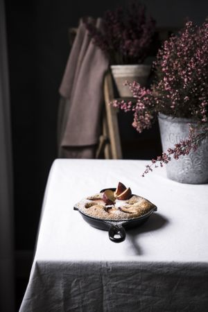 Plum cake in the pan