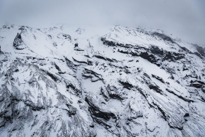 Close up of snowy hillside in Iceland