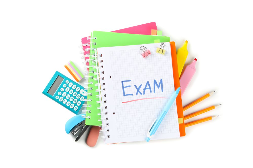 School note books with stationary and calculator