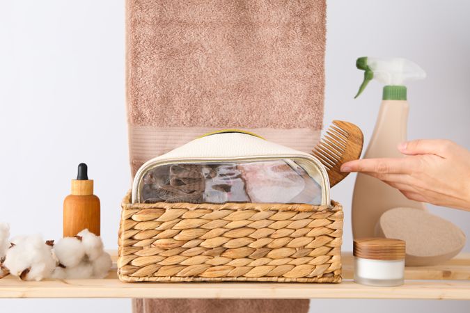 Bath accessories, toilet bag for different self care items