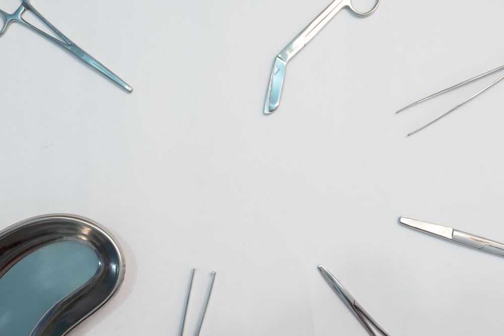 Set of Surgery Instrument over plain background
