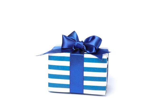 Beautiful gift box with bow isolated on blank background