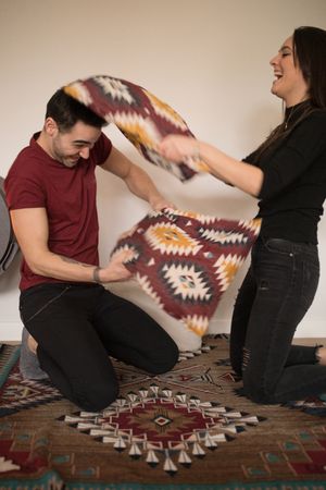 Adult couple having fun at home