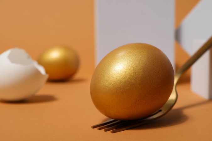 Concept of Richness and prosperity, golden eggs