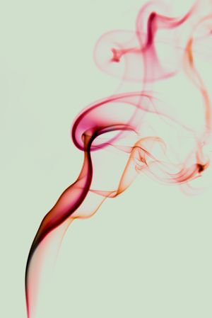 Swirls of bright red fume