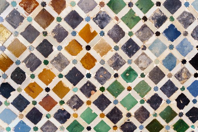 Colorful ceramic walls in the Alhambra of Granada