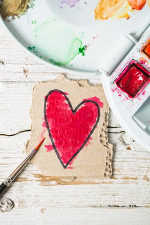 Love symbols hand painted in watercolor
