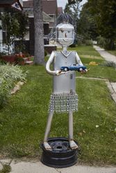 Metal-art sculpture outside the Avanti Guest House and Mini-Museum in South Bend, Indiana