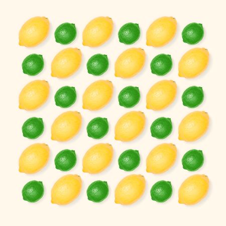Lemon and lime pattern on light background