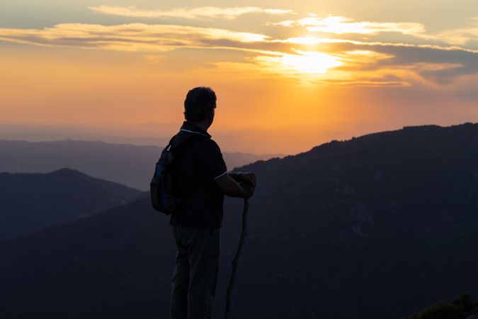 Man walking on the mountain