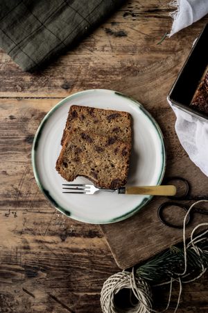 Slices of healthy banana bread on plate