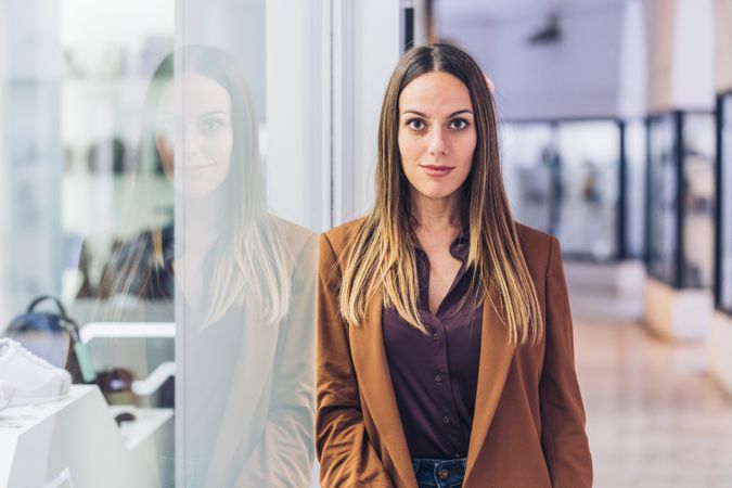 Fashionable female in trendy wear at mall