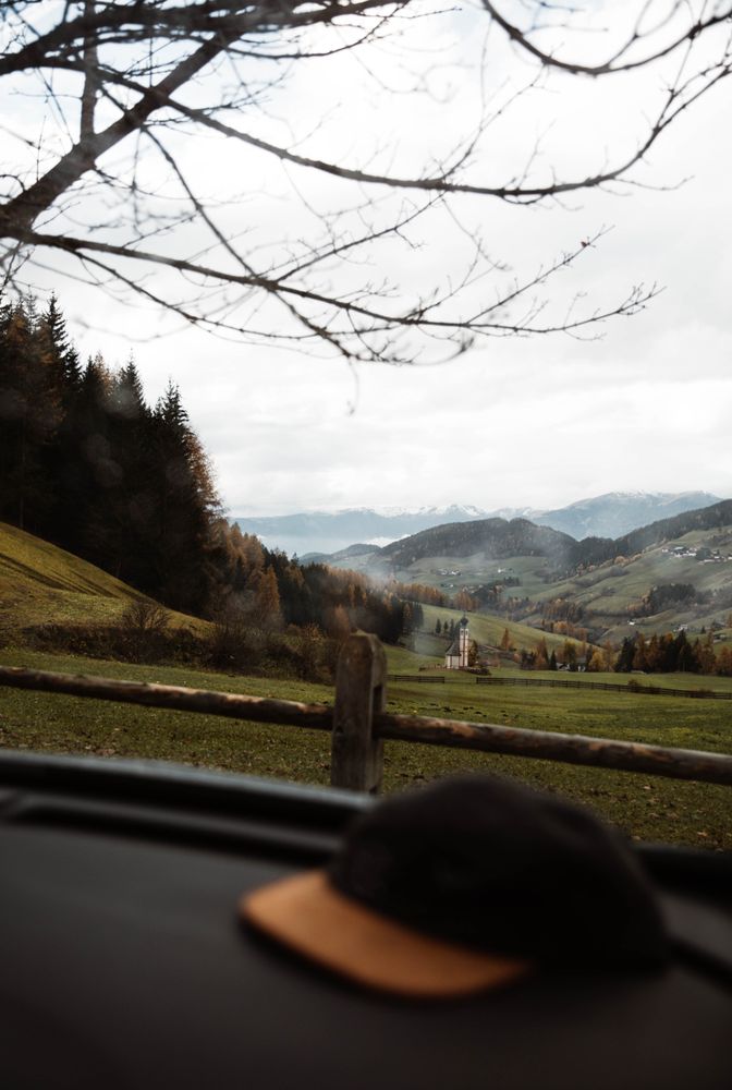 Scene of beautiful village on cloudy autumn day