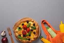 Concept of tasty food, Vegetable galette, space for text
