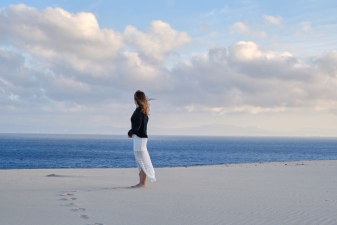 woman on desert beach