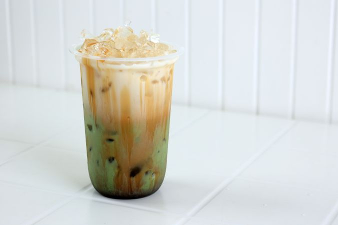 Iced Green Tea Latte with Palm Sugar Syrup