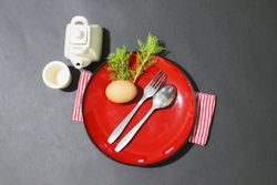 Table Settings with Eggs, Leaves, and Natural Touches
