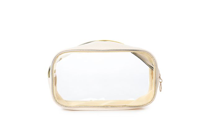 Bath accessories, toilet bag, isolated on plain background